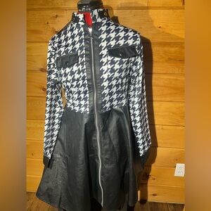 Allegra K Black and White Houndstooth Mini Dress